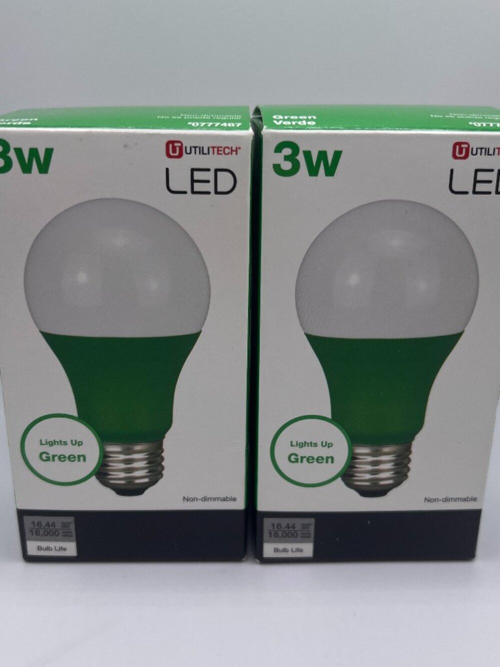 Utilitech 3W Green Light Bulbs, Lot of 2